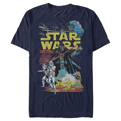 Men's Star Wars Galactic Battle T-shirt - Navy Blue - Large : Target