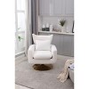 360° Swivel Accent Chair with Fabric Upholstery & Gold Metal Base,Mid-Century Modern Comfy Barrel Chair for Living Room,Bedroom-Baofuwish - 2 of 4