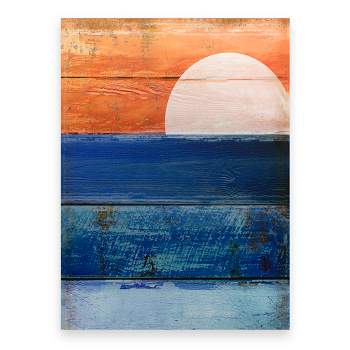 Trademark Fine Art - Color Bakery 'Beach Moonrise II' Floating Brushed Aluminum Art