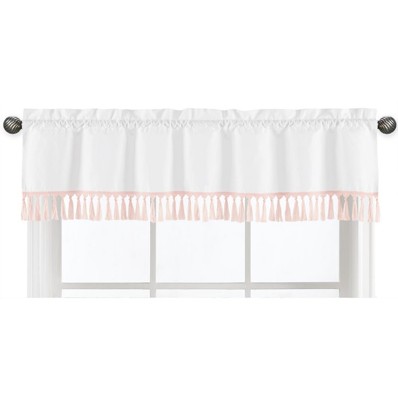 Sweet Jojo Designs Window Valance Treatment 54in. Floral Bird Blossom White and Pink, 1 of 7