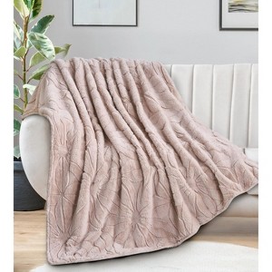 Home Mart Goods Rose Pink Soft Plush Embossed Textured Faux Fur Throw Blanket - 50" x 70" - 1 of 4