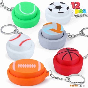 JOYFY 12 Pcs 3D Printed Sports Balls Fidget Clicker Toys, Sensory Fidget Toys Keychain Relief Stress Autism Hyperactivity Gifts Goodie Bags Stuffers - 1 of 4