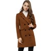 Allegra K Women's Elegant Notched Lapel Double Breasted Long Sleeve Winter Overcoat - 3 of 4