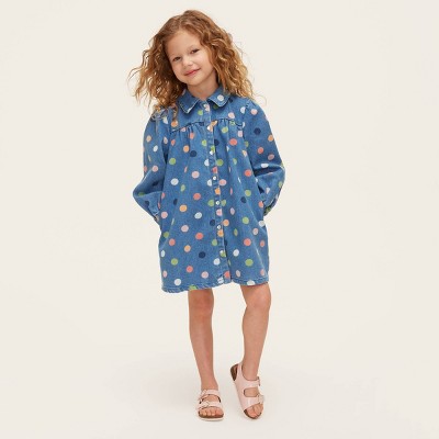 Toddler Confetti Polka Dot Denim Long Sleeve Shirtdress - kate spade new york x Target Medium Blue/Pink/Red