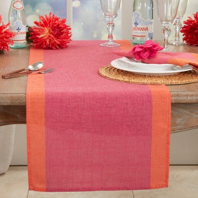 Pink and Orange Polyester Color-Blocked Table Runner