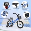 Infans 16 Inch Kids Bike w/Training Wheels & Handbrake, Fully Enclosed Chain, Adjustable Handlebar & Seat w/Basket, Blue Graffiti Pattern - 3 of 4