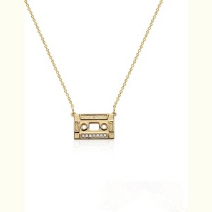 14K Gold Cassette Pendant Necklace - Handmade Minimalist Choker, Unique Gift for Women - 1 of 4