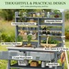 BAOURE 64.9"H Outdoor Potting Bench with Stainless Steel Top, Solid Wood Kitchen Island with Upper Hutch, Lockable Wheels - Grey Blue - 4 of 4