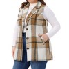 Women's Plus Size Plaid Sleeveless Notched Lapel Button Down Casual Vest with Pocket - Agnes Orinda - 2 of 4