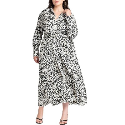 ELOQUII Women's Plus Size Pleated Skirt Fit And Flare Dress