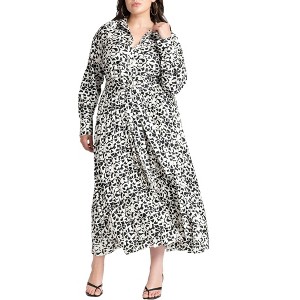 ELOQUII Women's Plus Size Pleated Skirt Fit And Flare Dress - 1 of 4