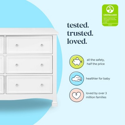 White Double Nursery Dresser with Six Drawers