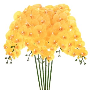 Unique Bargains Artificial Orchid Flowers Nine-headed Large Faux Phalaenopsis Silk Bouquets Real Touch 37 Inch - 1 of 4