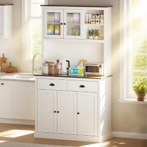 TROPOW Farmhouse Kitchen Pantry with Drawers & Adjustable Shelves, 71 Inch Tall Freestanding Pantry Storage Cabinet, Coffee Bar Hutch Cabinet - 1 of 4