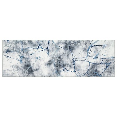 Washable Area Rug Contemporary Abstract Rug for Bedroom with Non Slip Backing Low Pile Soft Marble Printed Floor Carpet