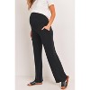 Hello Miz Women's Over The Belly Wide Leg Lounge Maternity Pants - 2 of 4