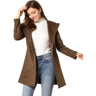 INSPIRE CHIC Women's Winter Lapel Hooded Wrap Belted Long Coat with Pockets