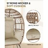 Indoor& Outdoor Oversized Wicker Egg Chair with Ottoman, Waterproof UV Resistant Patio Lounge Chair with Beige Cushions - 4 of 4