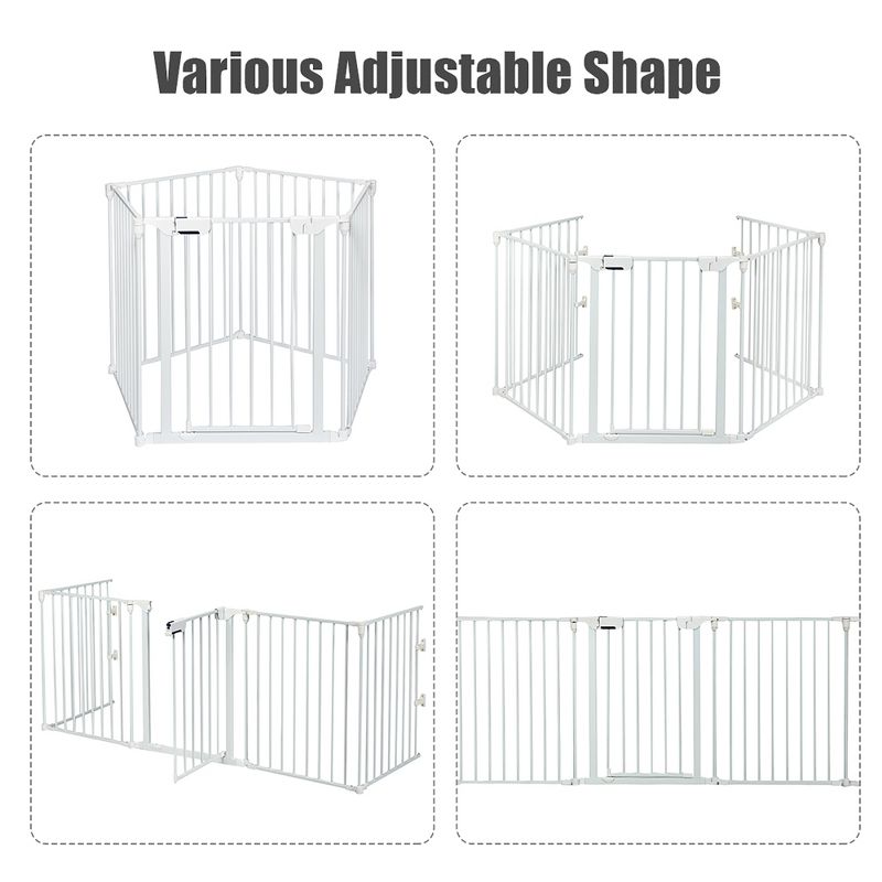 Costway Fireplace Fence Safety Fence Hearth Gate BBQ Metal Fire Gate Pet White, 5 of 11