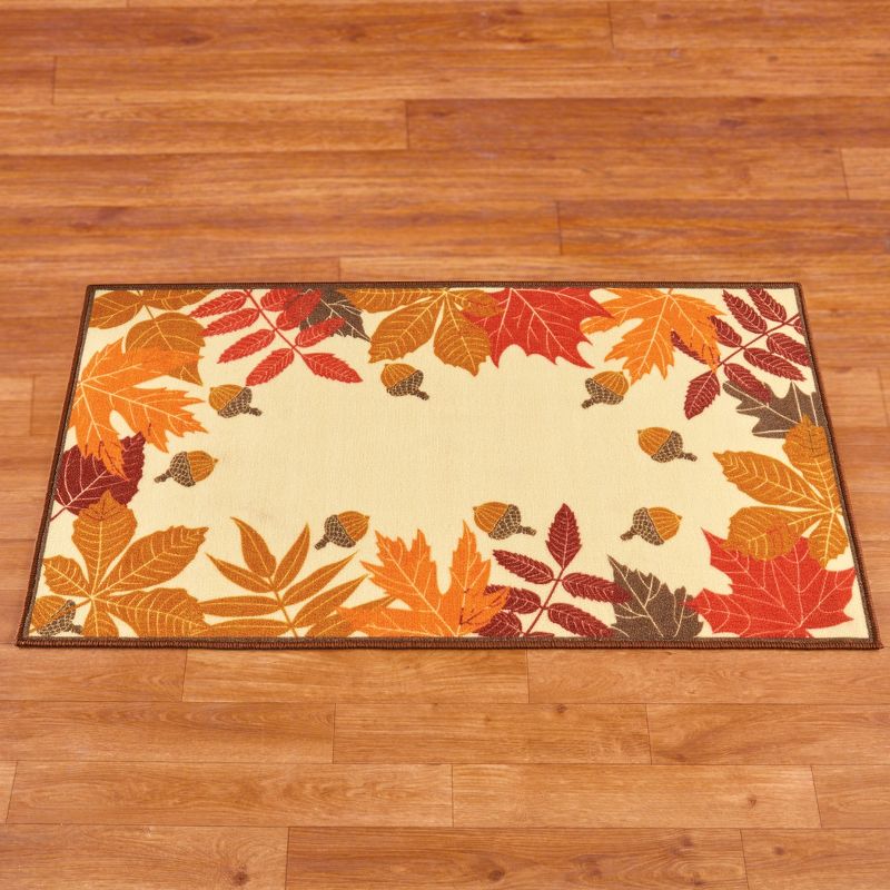 Collections Etc Colorful Fall Leaf Border Skid-Resistant Accent Rug, 2 of 4
