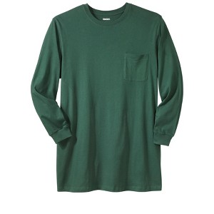 KingSize Men's Big & Tall Shrink-Less Lightweight Longer-Length Long-Sleeve Crewneck Pocket Tee - 1 of 4