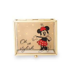 Disney Mickey and Minnie Mouse Glass Jewelry Storage Box - 1 of 4