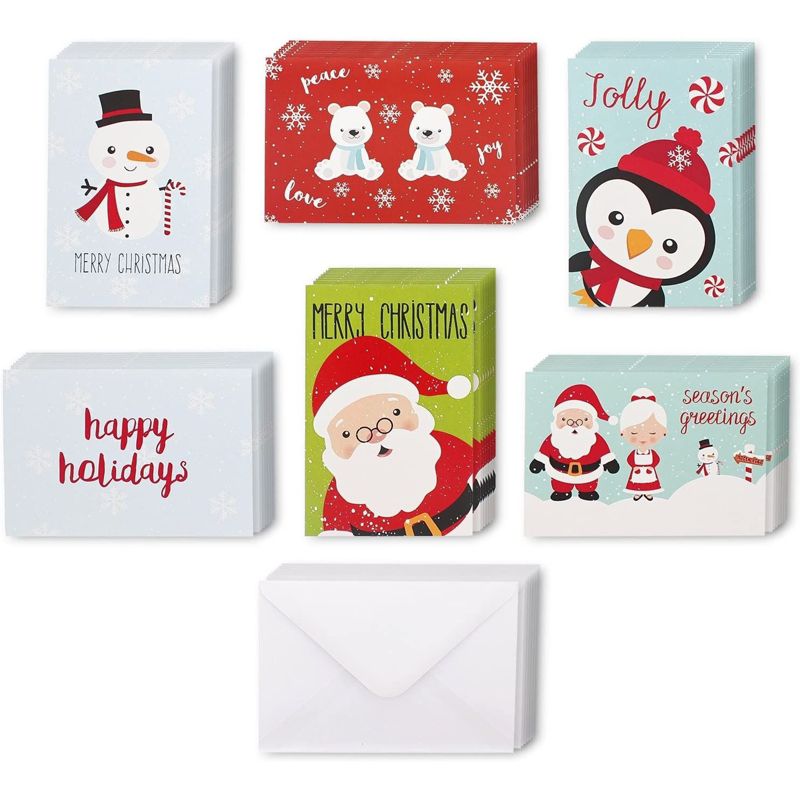 Juvale 48 Pack Christmas Greeting Cards with Envelopes, 6 Holiday Character Designs, 4x6 Inches, 5 of 7