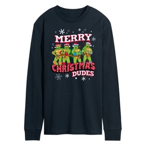 Men's - Teenage Mutant Ninja Turtles - Merry Christmas Dude Long Sleeve Graphic T-Shirt - 1 of 4