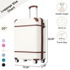 20" Luggage With TSA Lock, Hardshell Lightweight Carry On Hardside Luggage With Silent Spinner Wheels, Retro Travel Suitcase For Workers, White - 2 of 4