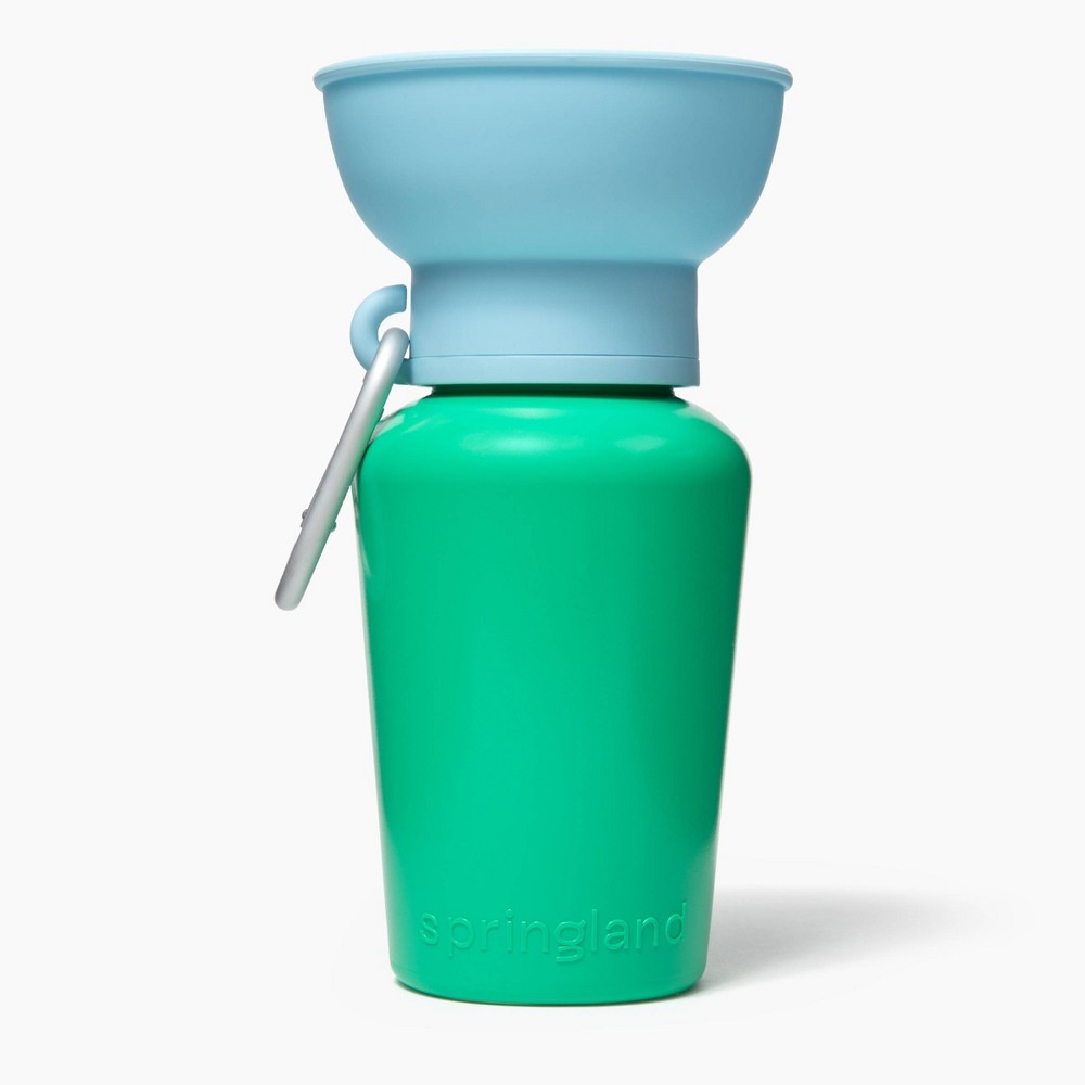 Springland 20 fl oz Flip Travel Dog Water Bottle - Green/Sky Blue