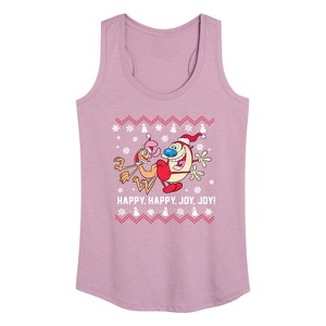 Women's - Ren & Stimpy - Happy Happy Joy Joy Graphic Racerback Tank - 1 of 4