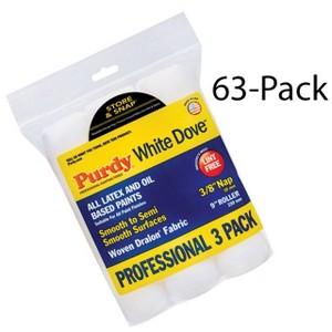 Genuine Purdy 63 Sets of White Dove 3 Multi-Pack 9" x 3/8" Nap Roller Covers 14B863000-63PK - 1 of 3