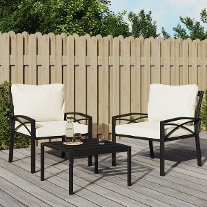 vidaXL Patio Chairs with Sand Cushions 2 pcs 26.8 in.x29.9 in.x31.1 in. Steel - 1 of 4