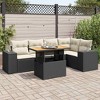 vidaXL 6 Piece Patio Sofa Set with Cushions Black and Cream Poly Rattan - 3x Corner + Table + 2x Middle - 2 of 4