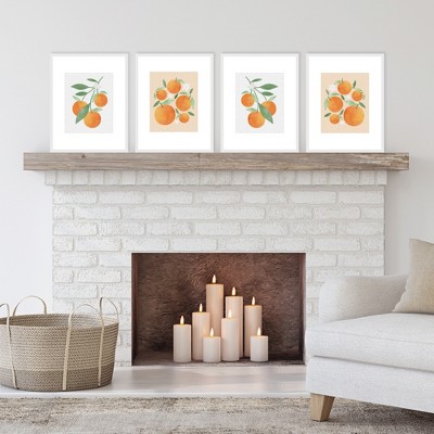 Little Clementine Orange Citrus Linen Paper Wall Art Set