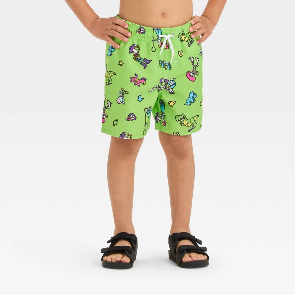 Photos - Swimwear Disney Toddler Boys'  Toy Story Swim Shorts - Green 5T 
