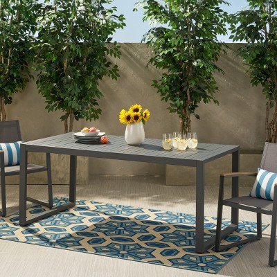 Navan Gray Aluminum Rectangular Outdoor Dining Table