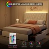 Full/Queen Upholstered LED Bed Frame w/ 4 Drawers - Velvet Platform Bed with Wingback Headboard, Charging Station, No Box Spring - 4 of 4