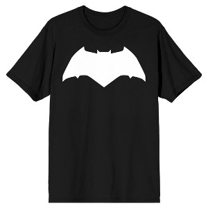 Justice League Movie White Batman Logo Men's Black T-shirt - 1 of 3