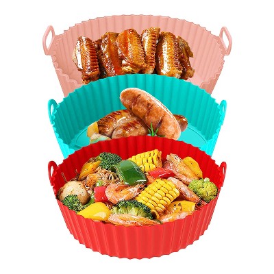 iMountek
 3Pcs Reusable Foldable Silicone Pot for Air Fryer, Heat-Resistant Basket, Replacement for Parchment red