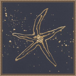 22"x22" Gold Starfish II by Chris Paschke Framed Canvas Wall Art Print Bronze - Amanti Art: Modern Nautical Lithograph, Polystyrene Frame - 1 of 4
