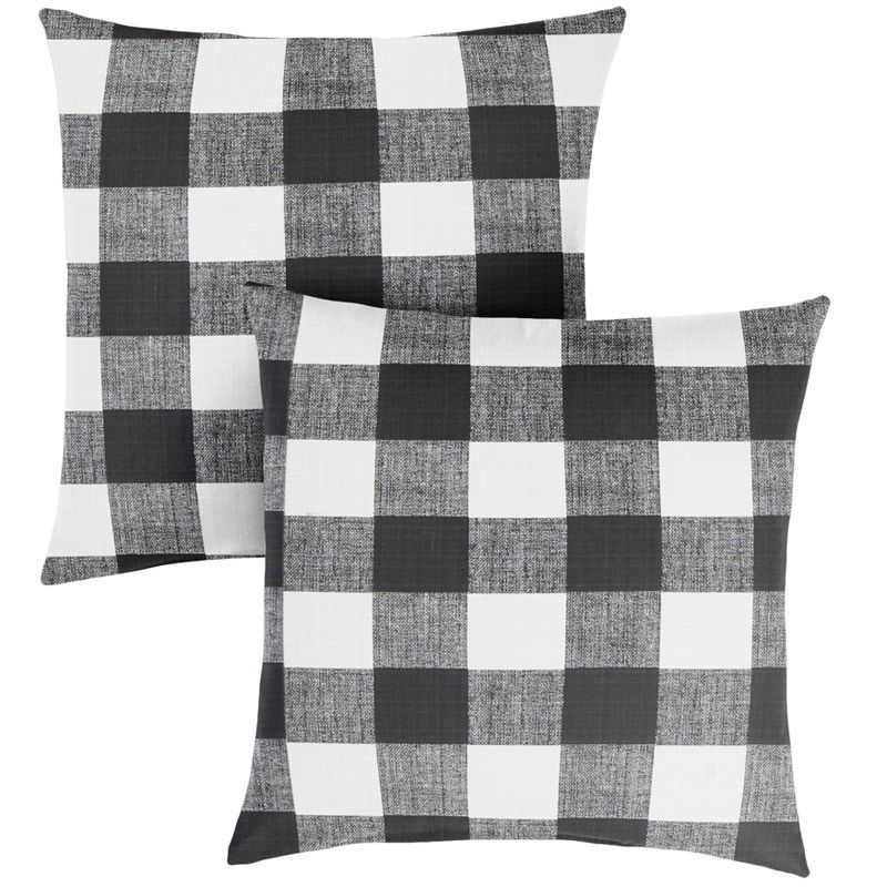2pk 18&#34;x18&#34; Sorra Home Knife Edge Square Indoor Outdoor Throw Pillow Sets Black, 1 of 5