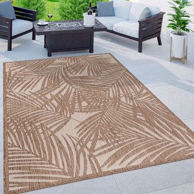 Tropical Palm Floral Brown Synthetic 5' x 7' Flatwoven Rug