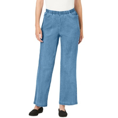 Woman Within Women's Plus Size Wide-Leg Fineline Denim Jean