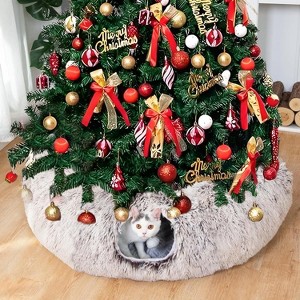 Warm Fluffy Plush Cat Tunnel Bed Under Christmas Tree Big Tube Playground Toys Crinkle Collapsible - 1 of 4