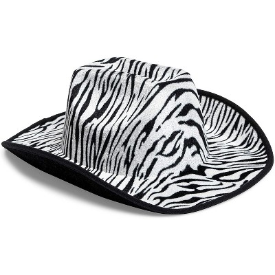 Zodaca Western Unisex Cowboy Hat in Zebra Print, Adult Size for Party Favors Halloween Costume