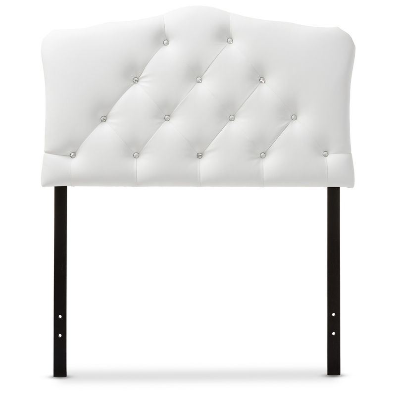 Twin Myra Modern And Contemporary Faux Leather Upholstered Button Tufted Scalloped Headboard White - Baxton Studio, 3 of 6