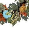Northlight Foliage and Gourds Thanksgiving Artificial Wreath - 22" - Blue and Orange - 2 of 3
