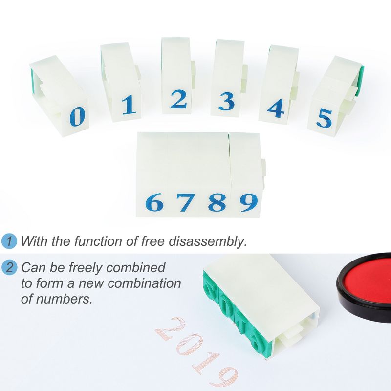 Unique Bargains Detachable Plastic Rubber 10 Numeral 0-9 Combination Number Stamp Set, 3 of 7