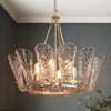 LNC Azfenro 6-Light 27'' Modern Wagon Wheel Large Chandelier, Polished Gold with Texture Glass - 2 of 4